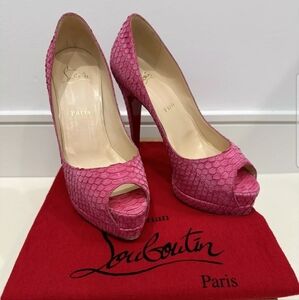 Christian Louboutin Altadama Watersnake Peep Toe Pumps 37.5